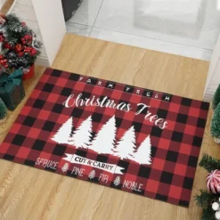 Trinity Plaid White Christmas Tree Non-Slip Decorative Doormat -Northlight Holiday Outlet Store GUEST 040896a1 c8fa 4eb3 b539 688a48dbe421