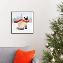 16" X 16" Christmas Cats And Dogs III By Victoria Borges Framed Canvas Wall Art - Amanti Art -Northlight Holiday Outlet Store GUEST 053e8bdd 9d27 479b b48d 970c15b7a668