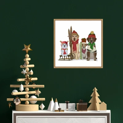 16" X 16" Christmas Dogs Winter Sports Fans By Fab Funky Framed Canvas Wall Art - Amanti Art 3 16" X 16" Christmas Dogs Winter Sports Fans By Fab Funky Framed Canvas Wall Art - Amanti Art - Image 3