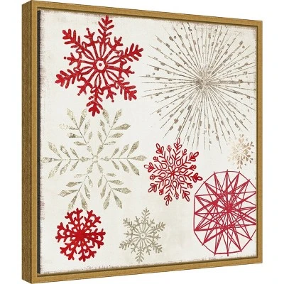 16" X 16" Merry Christmas Sparkles Snowflakes By PI Studio Framed Canvas Wall Art - Amanti Art 1 16" X 16" Merry Christmas Sparkles Snowflakes By PI Studio Framed Canvas Wall Art - Amanti Art