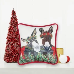 C&F Home 8" X 8" Christmas Donkey Petite Printed Throw Pillow -Northlight Holiday Outlet Store GUEST 117dc273 c068 4c3a bd4c c289d65a8a9d