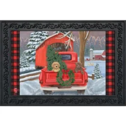 Winter Puppy Pickup Doormat Christmas Indoor Outdoor 30" X 18" Briarwood Lane