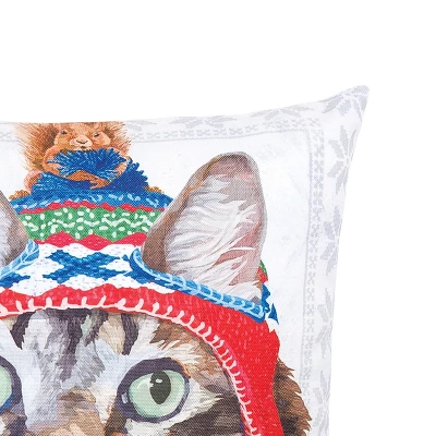 C&F Home 18" X 18" Winter Hat Cat Indoor/Outdoor Christmas Holiday Throw Pillow 1 C&F Home 18" X 18" Winter Hat Cat Indoor/Outdoor Christmas Holiday Throw Pillow