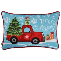 12"x18" Merry Christmas Lumbar Throw Pillow Blue - Pillow Perfect -Northlight Holiday Outlet Store GUEST 1ee3d4e1 9f29 4970 b7ff 108f1107885c
