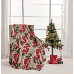 Noble House Christmas Festive And Cheery Holiday Super Soft Ultra Comfy Microplush Throw Blanket 50"x60" -Northlight Holiday Outlet Store GUEST 2027e577 dd2e 45ab 9160 a04fa08ba398