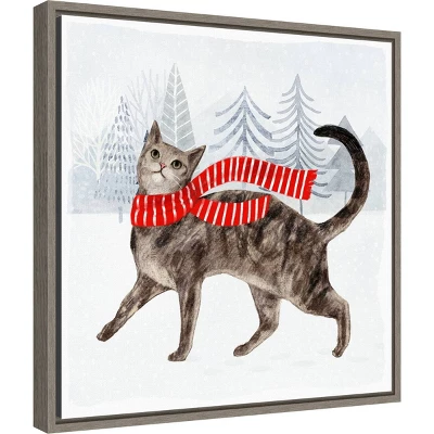 16" X 16" Christmas Cats And Dogs I By Victoria Borges Framed Canvas Wall Art - Amanti Art 1 16" X 16" Christmas Cats And Dogs I By Victoria Borges Framed Canvas Wall Art - Amanti Art