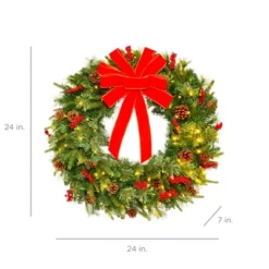 Best Choice Products Pre-Lit Battery Powered Christmas Wreath Decoration W/ PVC Tips, Ribbons -Northlight Holiday Outlet Store GUEST 2307f7ec 213f 4772 9e70 237971bb99b4