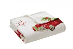 Kate Aurora Holiday Red Pickup Trucks, Candy Canes & Christmas Trees Accent Throw Blanket - 50 In. W X 60 In. L