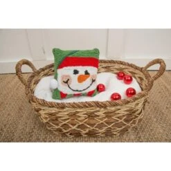 C&F Home 8" X 8" Happy Snowman Hooked Petite Christmas Holiday Throw Pillow -Northlight Holiday Outlet Store GUEST 2baad384 0235 4b17 bb7d 0b3c5da054ae