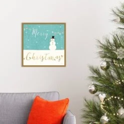 16" X 16" Merry Christmas Snowman By Veronique Charron Framed Canvas Wall Art - Amanti Art -Northlight Holiday Outlet Store GUEST 2cbabcca e294 4251 a2dd 4c16c7e9ecab