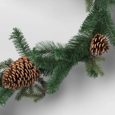 6' Mixed Greenery With Pinecones Artificial Christmas Garland Green - Wondershop™ 2 6' Mixed Greenery With Pinecones Artificial Christmas Garland Green - Wondershop™ - Image 2