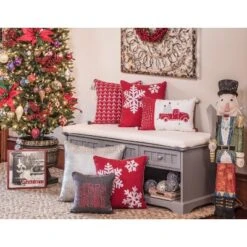 11.5"x11.5" Merry Christmas Square Throw Pillow Gray - Pillow Perfect -Northlight Holiday Outlet Store GUEST 360254ce a29d 4813 8eee eb2a6ce38a1e