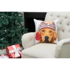C&F Home 18" X 18" Winter Hat Golden Indoor/Outdoor Christmas Holiday Throw Pillow -Northlight Holiday Outlet Store GUEST 388fa8c1 82ff 4b24 8095 212f9151188a