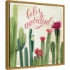 16" X 16" Christmas Cactus I Feliz Navidad By Grace Popp Framed Canvas Wall Art - Amanti Art