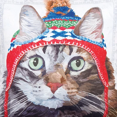 C&F Home 18" X 18" Winter Hat Cat Indoor/Outdoor Christmas Holiday Throw Pillow 2 C&F Home 18" X 18" Winter Hat Cat Indoor/Outdoor Christmas Holiday Throw Pillow - Image 2