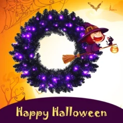 Costway 24inch Pre-lit Christmas Halloween Wreath Black W/ 35 Purple LED Lights -Northlight Holiday Outlet Store GUEST 3c89622f d273 4e9a 8ccd 27814afb77f3