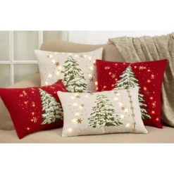 Saro Lifestyle Christmas Tree Throw Pillow With LED Lights -Northlight Holiday Outlet Store GUEST 3c942f56 d547 45ab 901a ea1f4a4c04c7