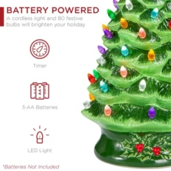 Best Choice Products 24in X-Large Pre-Lit Ceramic Christmas Tree Battery-Powered Decoration W/ LED Light, Timer - Green -Northlight Holiday Outlet Store GUEST 3e3f1c1a 81b5 48ad aa16 d8515df803c8