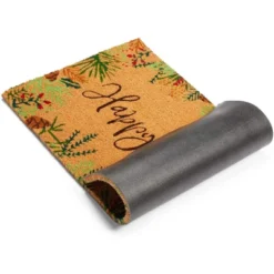 Okuna Outpost Happy Holidays Coco Coir Non Slip Christmas Doormat For Outdoor Entrance, Christmas Decor, 17 X 30 In -Northlight Holiday Outlet Store GUEST 3edd4bdd b7a2 437d bdee f290fd276ff3