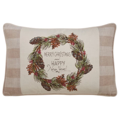 Saro Lifestyle Merry Christmas And Happy New Year Down Filled Pillow 2 Saro Lifestyle Merry Christmas And Happy New Year Down Filled Pillow - Image 2