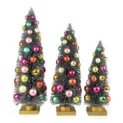 Christmas 16.5" Silver Rainbow Trees Putz Village Retro Cody Foster - Decorative Figurines