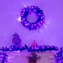 Costway 24inch Pre-lit Christmas Halloween Wreath Black W/ 35 Purple LED Lights -Northlight Holiday Outlet Store GUEST 4eb79c5b 07d1 4a54 83c0 253d6ec48a7a