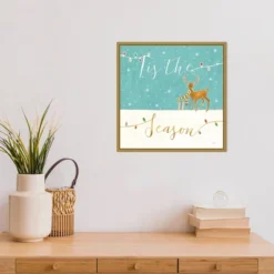 16" X 16" Tis The Season Christmas Reindeer By Veronique Charron Framed Canvas Wall Art - Amanti Art -Northlight Holiday Outlet Store GUEST 51bc5b21 2779 4693 9186 c81ec806627e