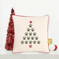 C&F Home 18" X 18" Christmas Tree Paws Embroidered Throw Pillow -Northlight Holiday Outlet Store GUEST 59abb38e bfe9 44de a562 2e6f2445cc8f