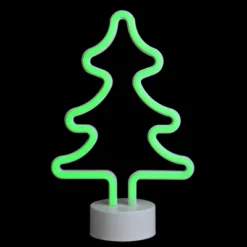 Northlight 11" Battery Operated Neon Style LED Christmas Tree Table Light - Green