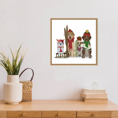 16" X 16" Christmas Dogs Winter Sports Fans By Fab Funky Framed Canvas Wall Art - Amanti Art 5 16" X 16" Christmas Dogs Winter Sports Fans By Fab Funky Framed Canvas Wall Art - Amanti Art - Image 5