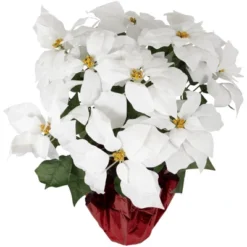 Northlight 22" White Artificial Christmas Poinsettia Flowers With Red Wrapped Base -Northlight Holiday Outlet Store GUEST 5c84ffa6 5e85 4e74 aa26 6d246ab6dfc7