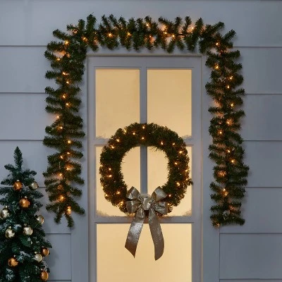 20" Pre-lit Pine Artificial Christmas Wreath Clear Lights - Wondershop™ 1 20" Pre-lit Pine Artificial Christmas Wreath Clear Lights - Wondershop™