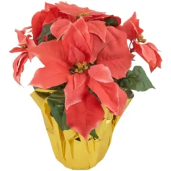 Northlight 14.5" Dark Pink Artificial Christmas Poinsettia With Gold Wrapped Base -Northlight Holiday Outlet Store GUEST 6531c1fe 197d 4201 90d5 924800950c7e