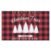 Trinity Plaid White Christmas Tree Non-Slip Decorative Doormat