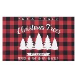 Trinity Plaid White Christmas Tree Non-Slip Decorative Doormat