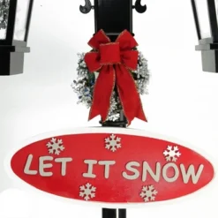 Northlight 74" Lighted Musical Snowing Santa And Snowman Double Christmas Street Lamp