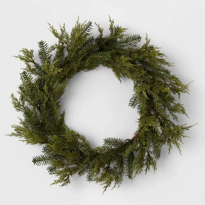 28" Pre-lit Mixed Greenery Artificial Christmas Wreath LED Warm White Lights - Wondershop™ 2 28" Pre-lit Mixed Greenery Artificial Christmas Wreath LED Warm White Lights - Wondershop™ - Image 2