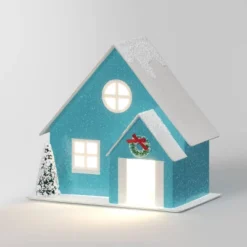 12pc Battery Operated Glittered Paper Christmas Village Set With Bottle Brush Trees And Snowmen - Wondershop™ White/Pink/Blue -Northlight Holiday Outlet Store GUEST 72bf1001 c78d 454b a5be 74d5504979eb