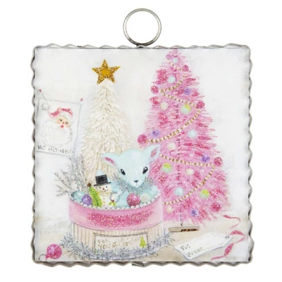Round Top Collection Mini Gallery Vintage Deer - 1 Sign 7 Inches - Christmas Sign Pink - C21116 - Wool - Multicolored 1 Round Top Collection Mini Gallery Vintage Deer - 1 Sign 7 Inches - Christmas Sign Pink - C21116 - Wool - Multicolored