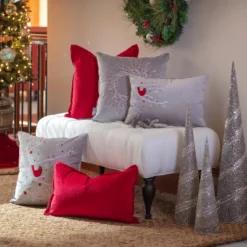 17"x17" Velvet Christmas Cardinal Square Throw Pillow Gray - Pillow Perfect -Northlight Holiday Outlet Store GUEST 78b2ffe2 aef8 425f 8f8a 41b44cd059de