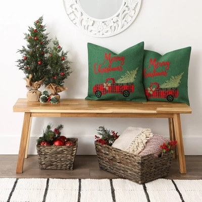2pk 18"x18" Christmas Truck Embroidered Square Throw Pillow Covers - Design Imports 5 2pk 18"x18" Christmas Truck Embroidered Square Throw Pillow Covers - Design Imports - Image 5