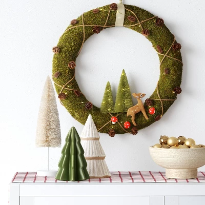 16" Battery Operated Lit Woodland Scene Moss Artificial Christmas Wreath Green - Wondershop™ 1 16" Battery Operated Lit Woodland Scene Moss Artificial Christmas Wreath Green - Wondershop™
