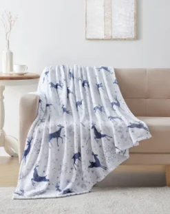 Kate Aurora Holiday Classics Christmas Snowflakes & Reindeer Oversized Ultra Plush Oversized Accent Throw Blanket - 50 In. W X 70 In. L