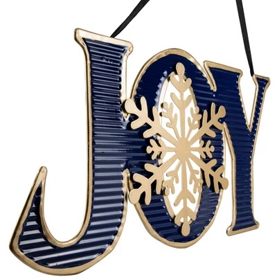 Northlight 16" Blue And Gold "JOY" Metal Christmas Wall Sign 2 Northlight 16" Blue And Gold "JOY" Metal Christmas Wall Sign - Image 2
