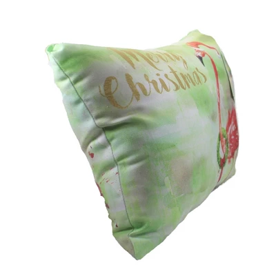 Home Decor Holiday Arianna Flamingo Pillow - One Pillow 12 Inches - Climaweave Christmas - Shhafm - Polyester - Green 2 Home Decor Holiday Arianna Flamingo Pillow - One Pillow 12 Inches - Climaweave Christmas - Shhafm - Polyester - Green - Image 2