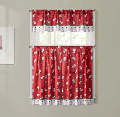 Kate Aurora Holiday Living Christmas Snowman Toss Complete 3 Pc Kitchen Curtain Tier & Valance Set - 58 In. W X 36 In. L