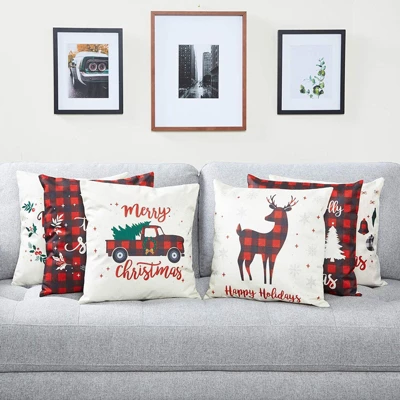 Farmlyn Creek 6 Pack Red Plaid Christmas Throw Pillow Covers Case 18 X 18 Inch 1 Farmlyn Creek 6 Pack Red Plaid Christmas Throw Pillow Covers Case 18 X 18 Inch