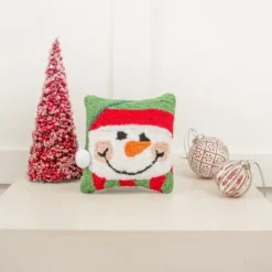 C&F Home 8" X 8" Happy Snowman Hooked Petite Christmas Holiday Throw Pillow -Northlight Holiday Outlet Store GUEST 8a038778 adb7 4ebd 8898 32cfe08359f3