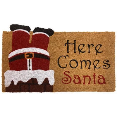 Briarwood Lane Here Comes Santa Christmas Coir Doormat Natural Fiber Holiday Chimney 30" X 18" 2 Briarwood Lane Here Comes Santa Christmas Coir Doormat Natural Fiber Holiday Chimney 30" X 18" - Image 2