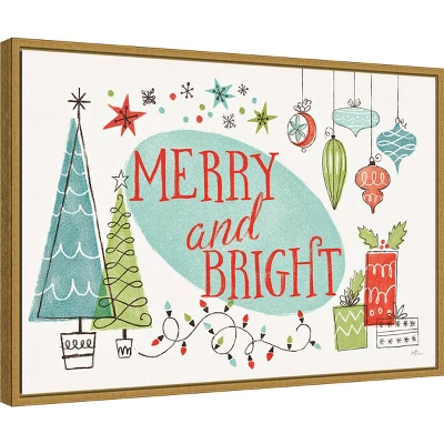 23" X 16" Merry And Bright Christmas Tree By Janelle Penner Framed Canvas Wall Art - Amanti Art 1 23" X 16" Merry And Bright Christmas Tree By Janelle Penner Framed Canvas Wall Art - Amanti Art
